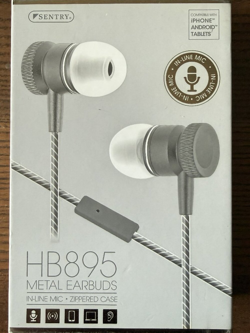 NEW in BOX - Sentry HB895 Metal Earbuds With In-line Mic and Zippered Case